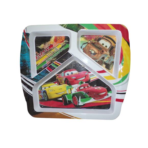Disney Pixar Cars Melamine Plastic Divided Plate 9" x 7" Child Sized ZAK Designs - Picture 1 of 3